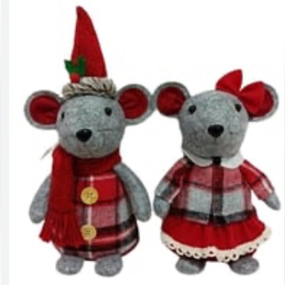 Christmas Plush Fabric Mouses Set of 2